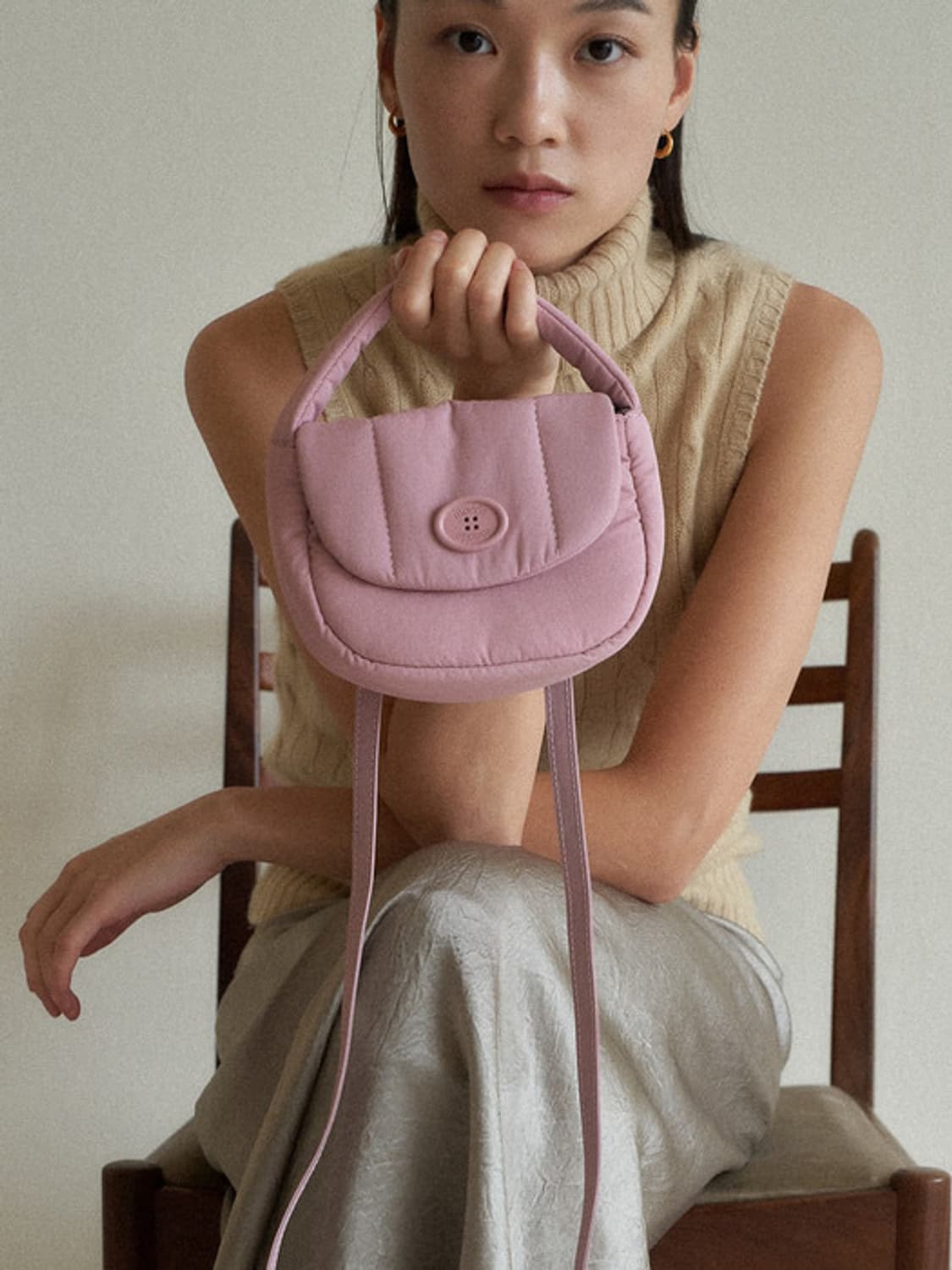 몽드몽드 클래식 패딩 크로스백 핑크(새제품) 상품이미지1