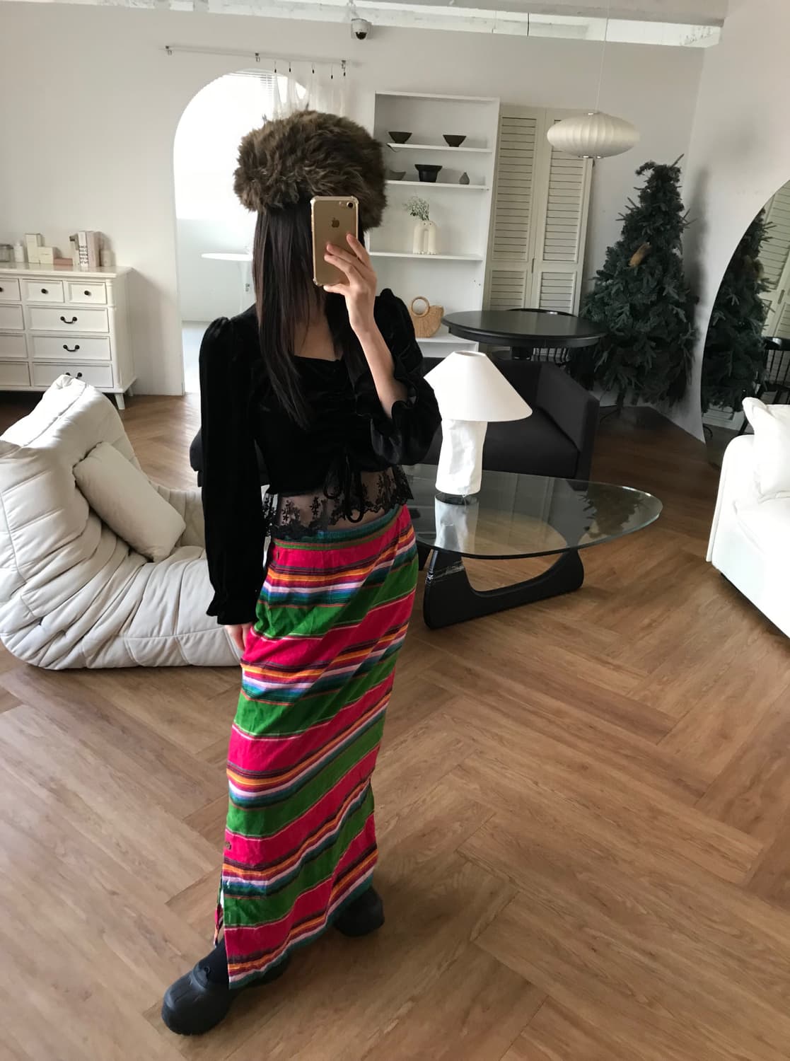 vintage stripe pattern button skirt 상품이미지2