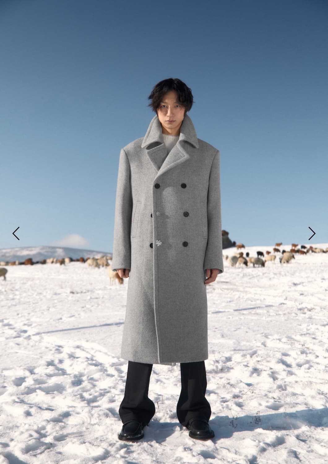 (교환) STU 23FW 윈터 더블 코트 그레이 L > M 상품이미지1