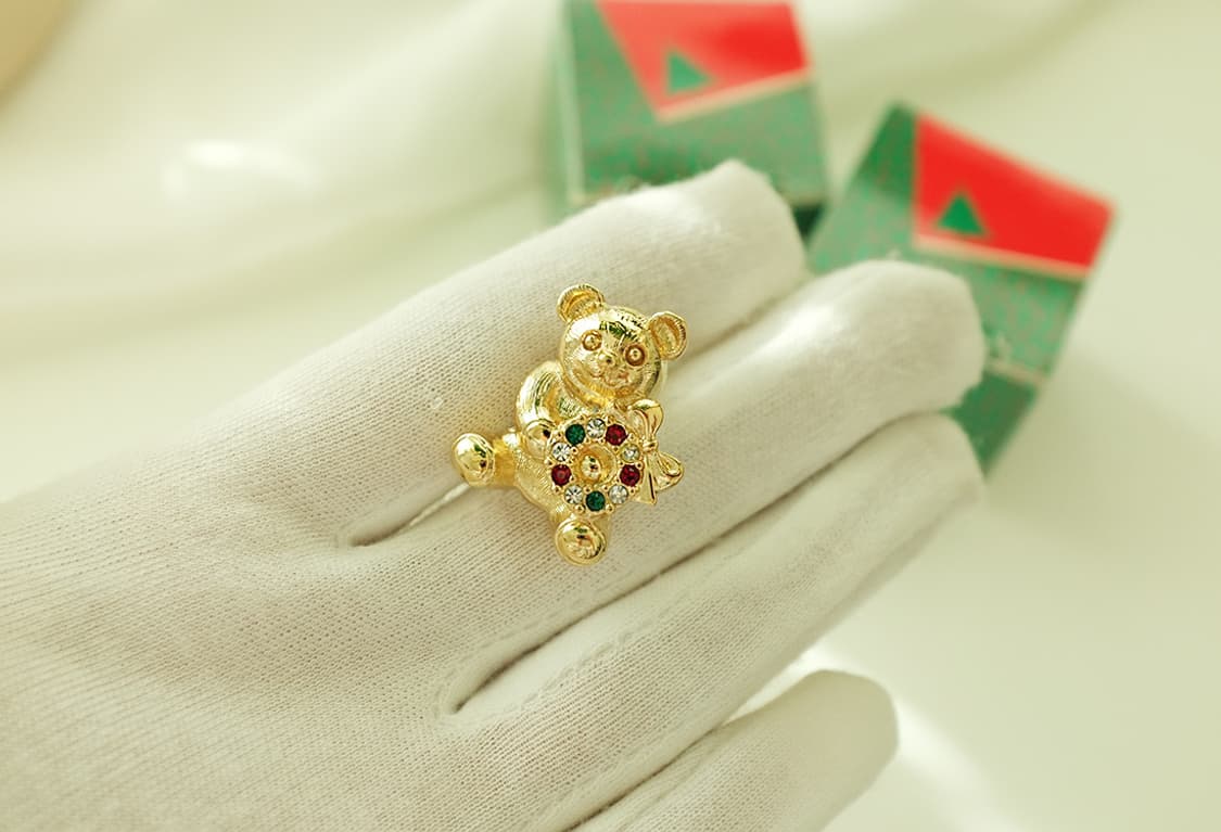 1990년대 Avon 크리스마스 테디베어 빈티지 브로치 상품이미지3