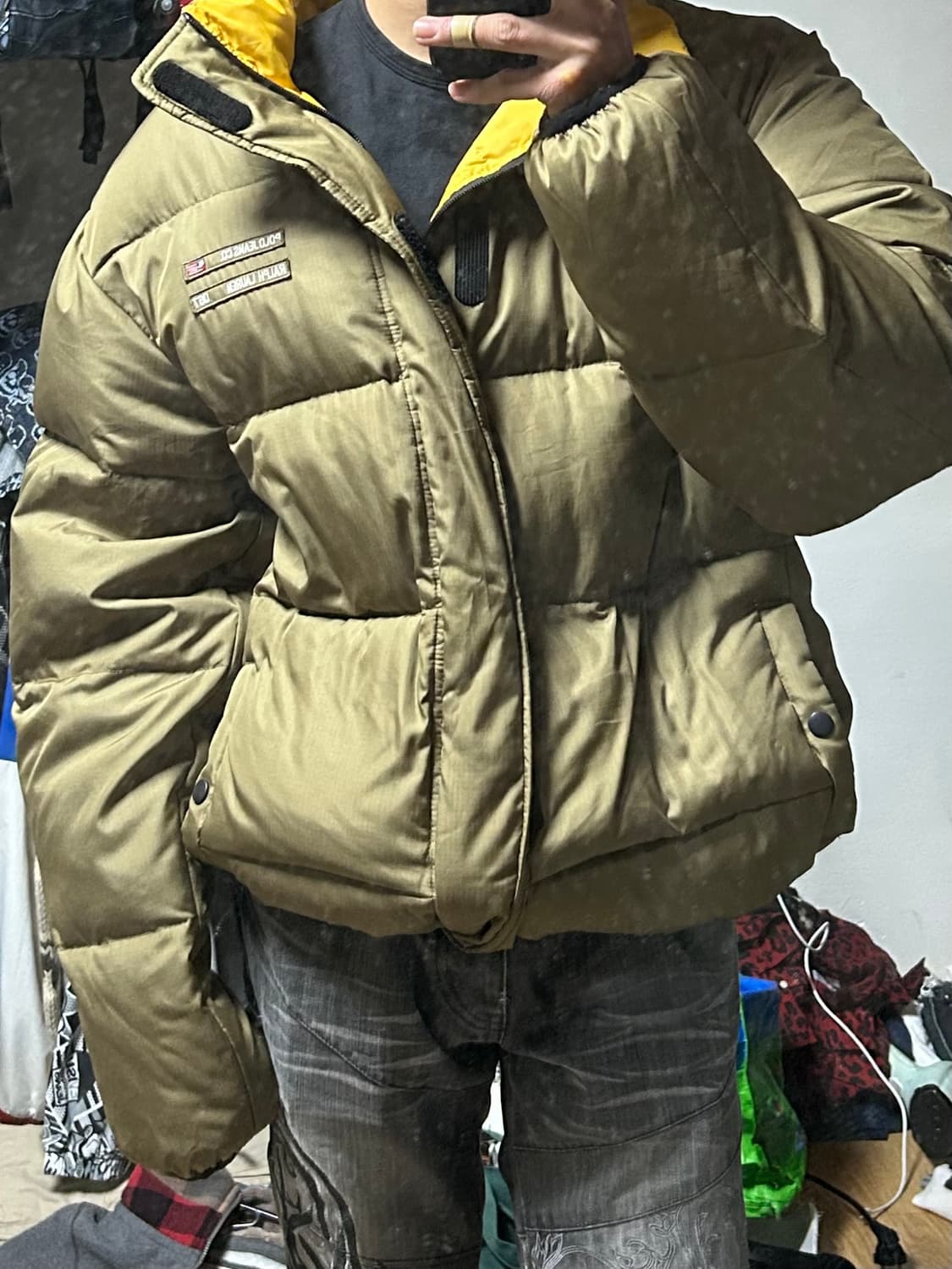 *rare* 2000s 폴로 올리브 카키 성조기 패딩 상품이미지6