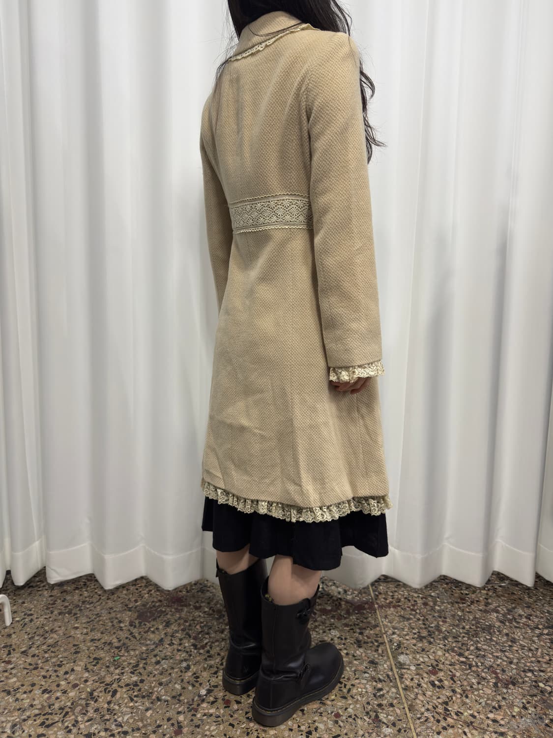 lace detail button wool coat 상품이미지5