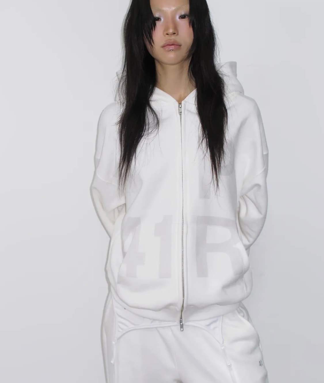 41PRAY 사일프레이 후드집업 후디 화이트 아이보리 논기모 상품이미지2