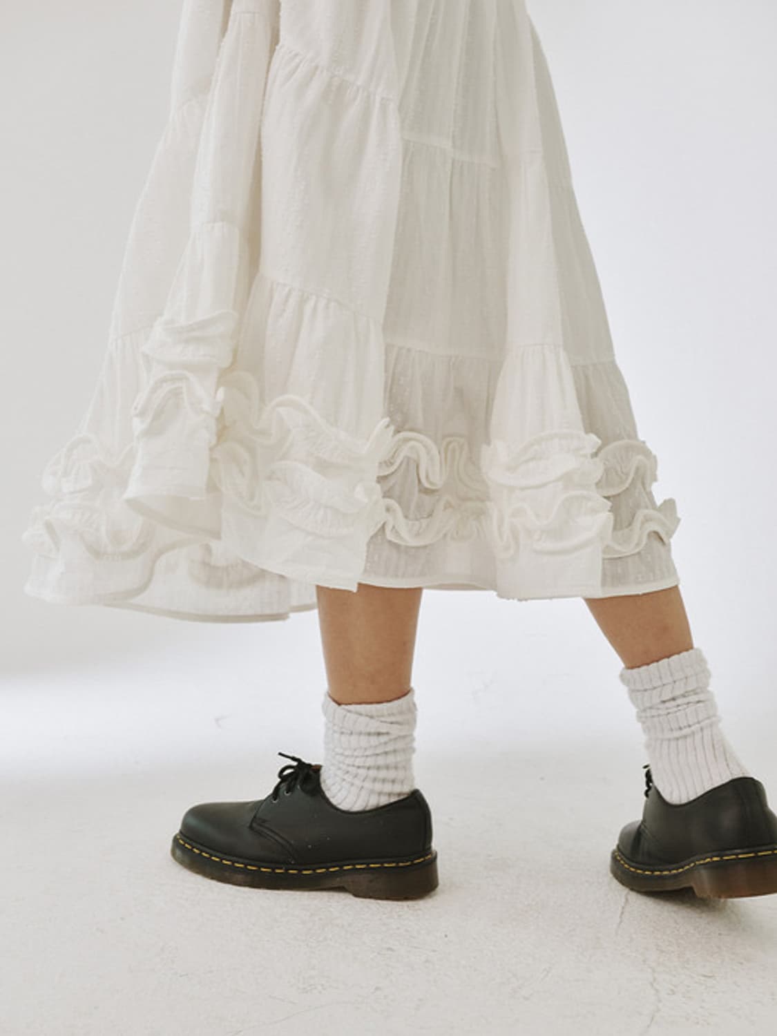 플리즈프로젝트 미들 프릴 스커트 화이트 상품이미지5