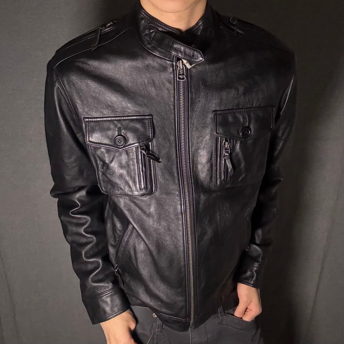 lamb skin pocket leather jacket 상품이미지3