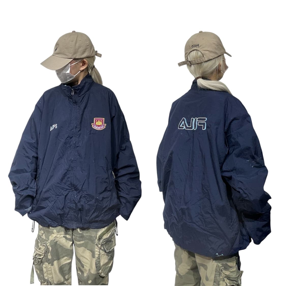 휠라 네이비 오버핏 올드스쿨 빅 로고 바람막이 자켓 XL 상품이미지1