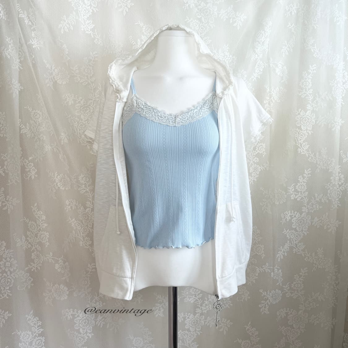 white lace half hood zip-up 상품이미지9