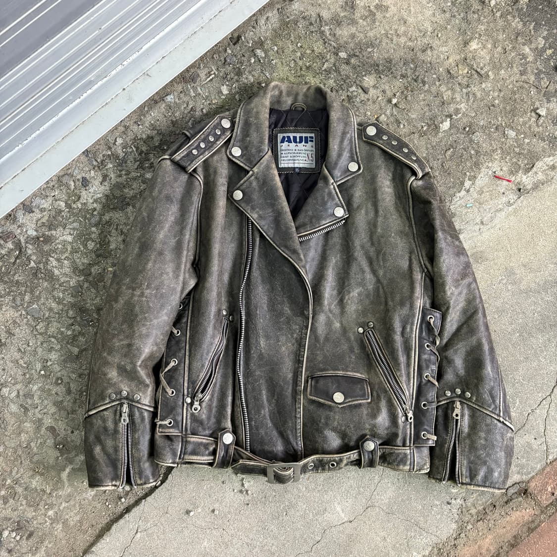 90s 빈티지 견장 버클 고딕 라이더 자켓 상품이미지2