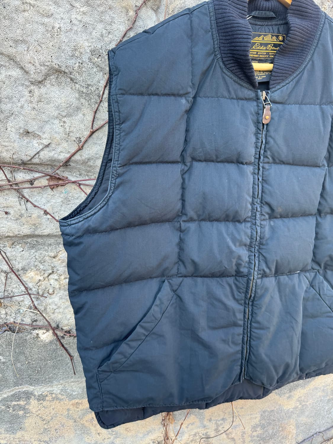 90s 에디바우어 빈티지 구스 다운 패딩 베스트 조끼 블랙 xl 상품이미지4