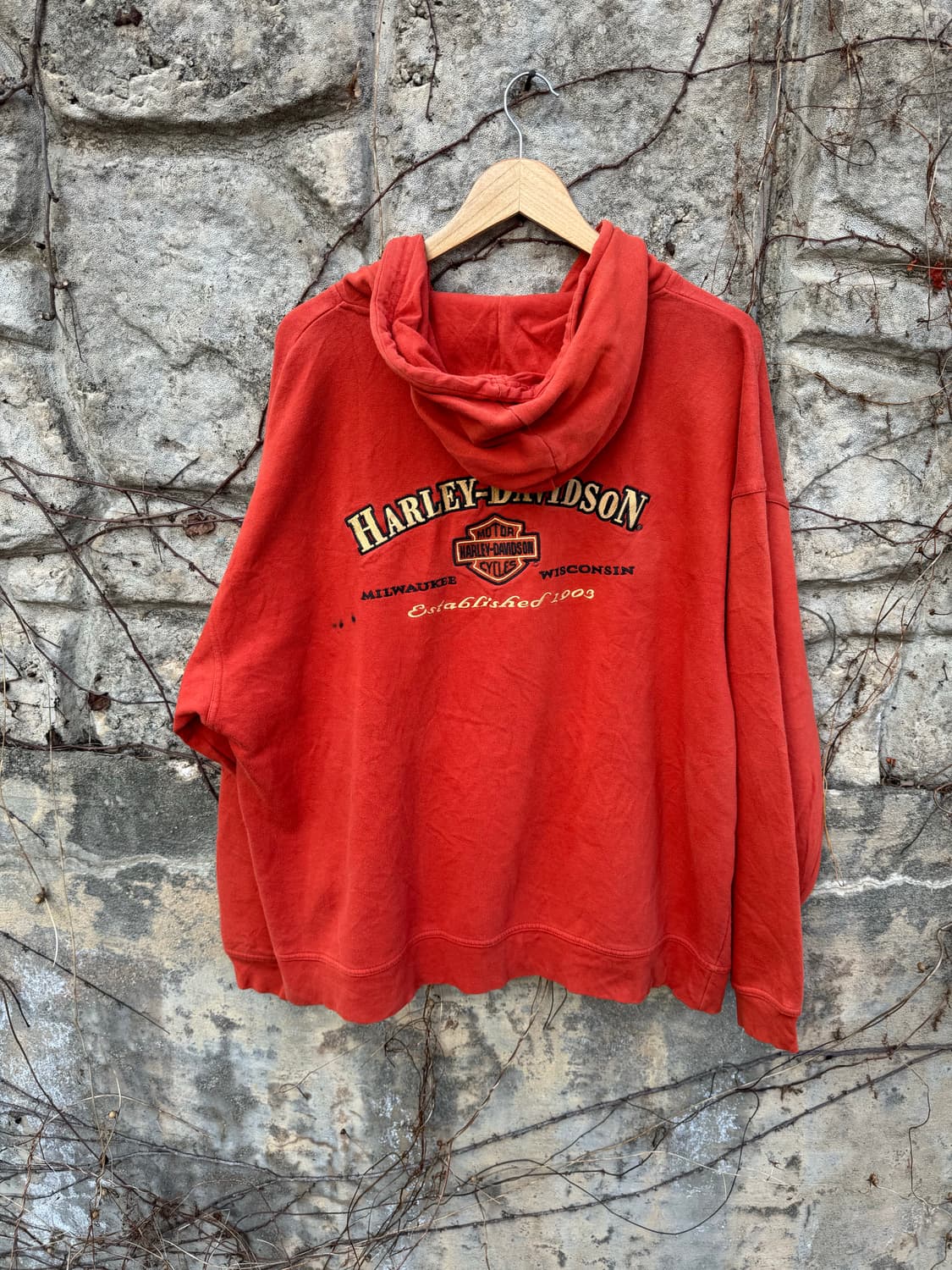 할리데이비슨 빈티지 자수로고 후드 집업 후디 오렌지 빅사이즈 상품이미지2
