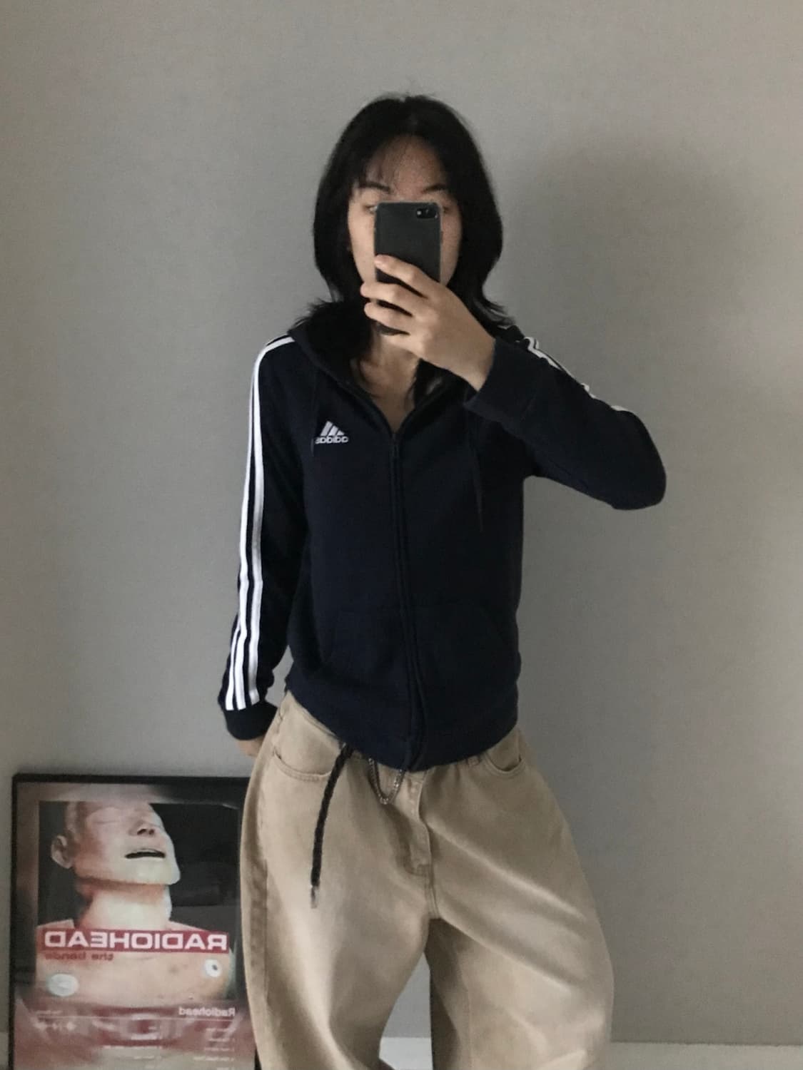 아디다스 삼선로고 네이비 후드집업 상품이미지4