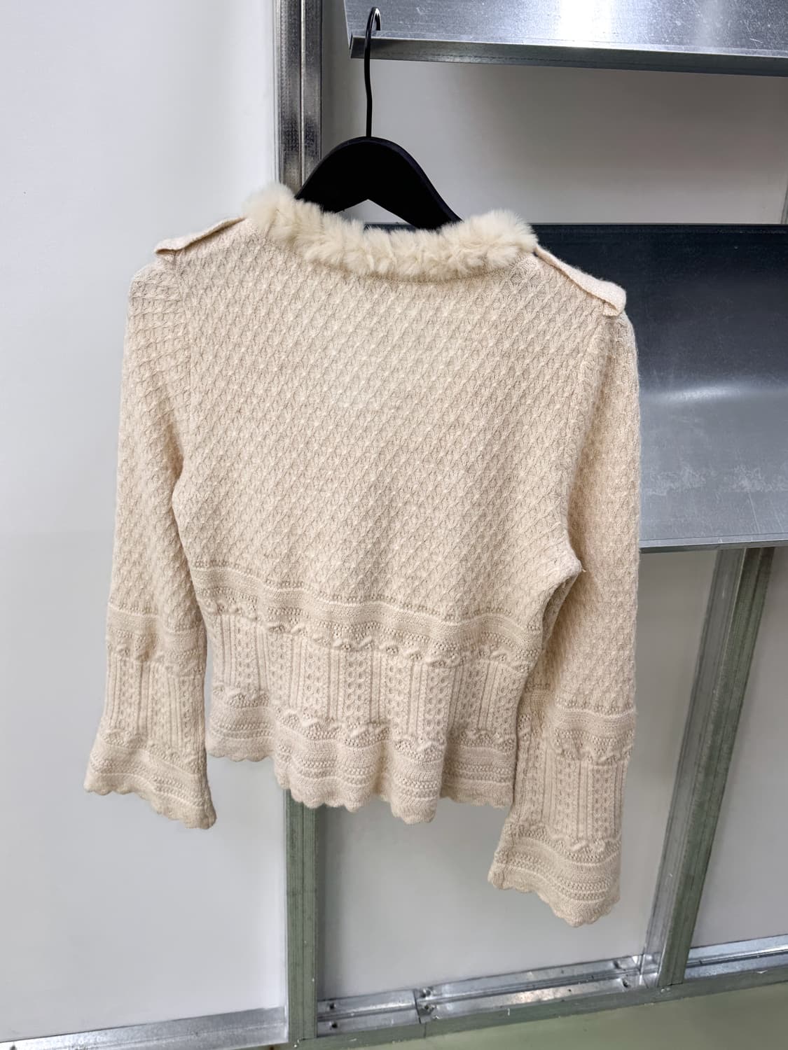 flower fur trimming knit cardigan 상품이미지3