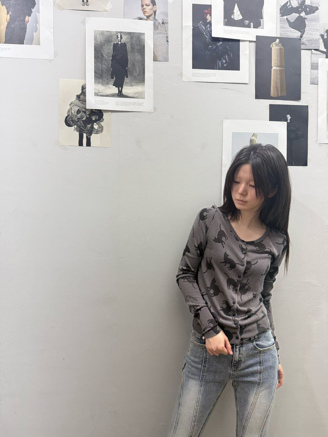 히스테릭 글래머 고양이 패턴 가디건 상품이미지3