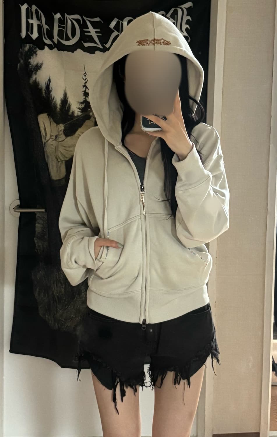 스컬프터 Beaded Saint Hoodie Zip-Up Dirty Wh 상품이미지4