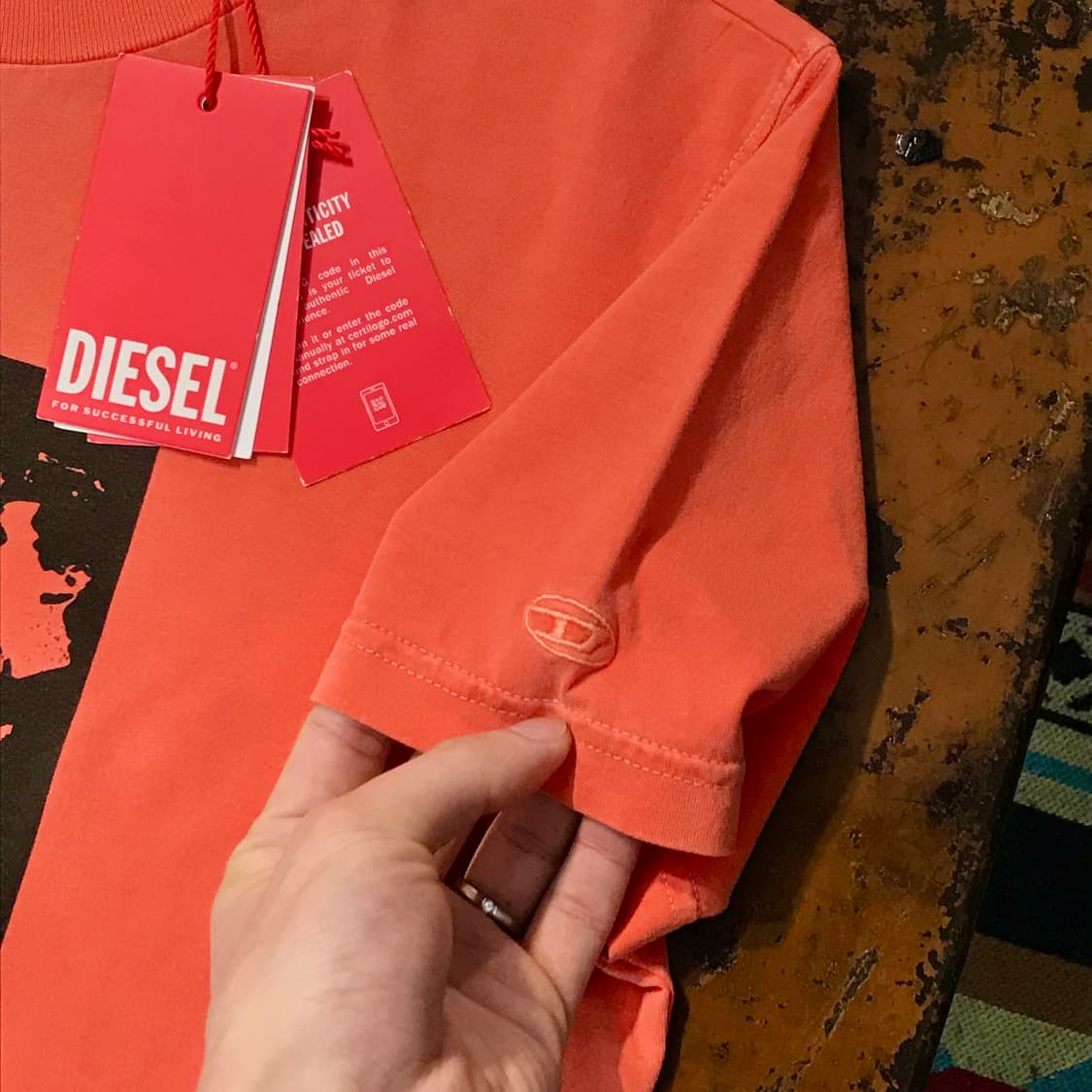Dead stock 디젤 오렌지 프린팅 숏 슬리브 남성 102 여성 루즈 상품이미지4