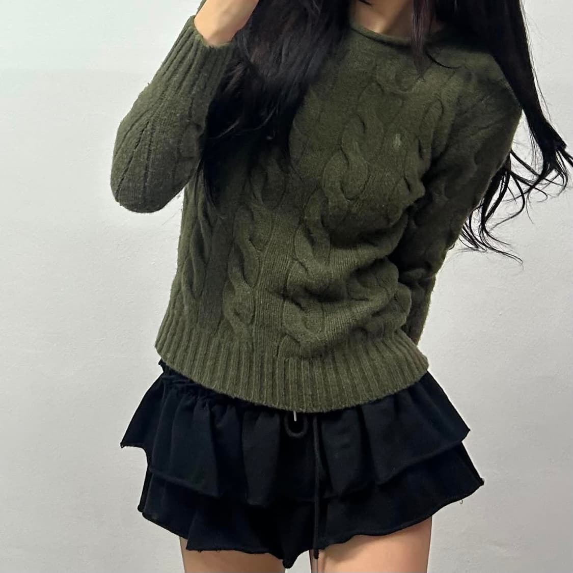 폴로 랄프로렌 울 캐시미어 케이블 걸즈 크루넥 니트(S) 상품이미지3