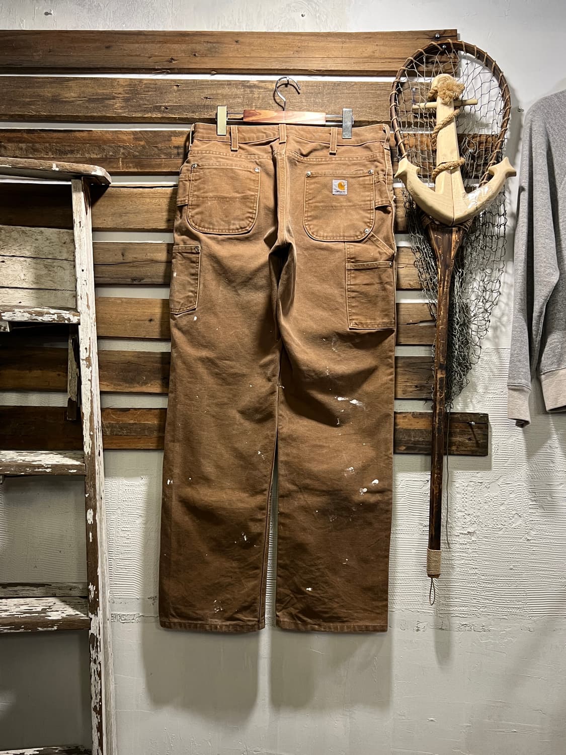 [34]칼하트 USA 빈티지 데미지드 페인팅 브라운 더블니 워크 팬츠 상품이미지2