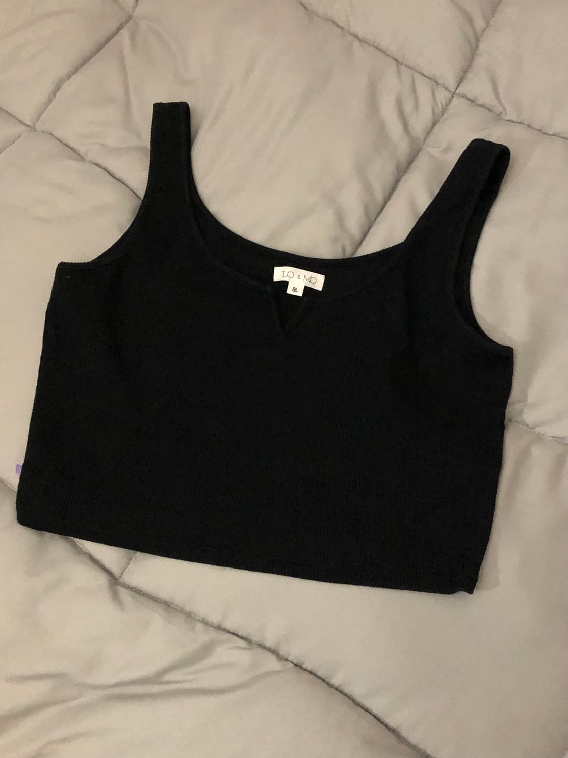 뚜오미오 크롭 와플 나시 블랙 상품이미지3