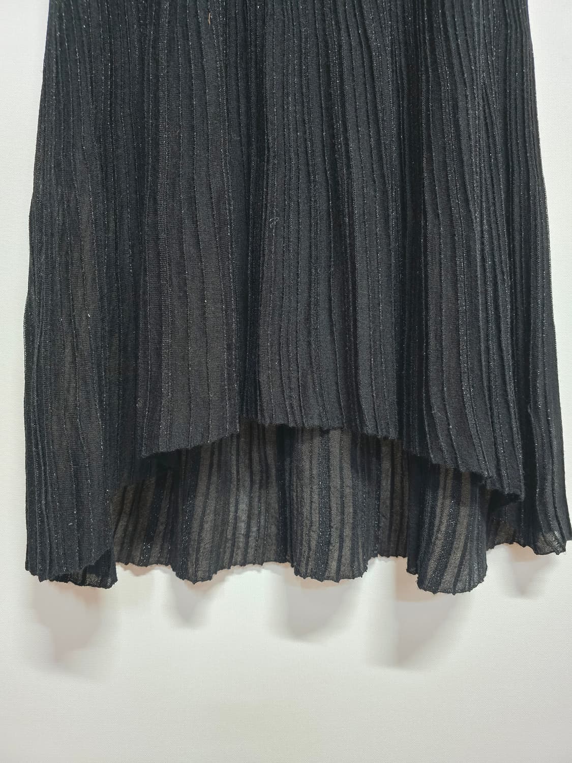 타임 블랙 플리츠 롱 스커트 언발란스 상품이미지3