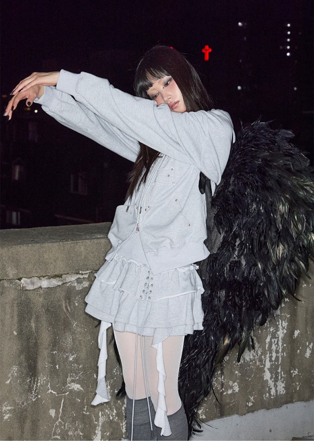 낫노잉Tiered Ruffle Sweat Skirt 상품이미지1