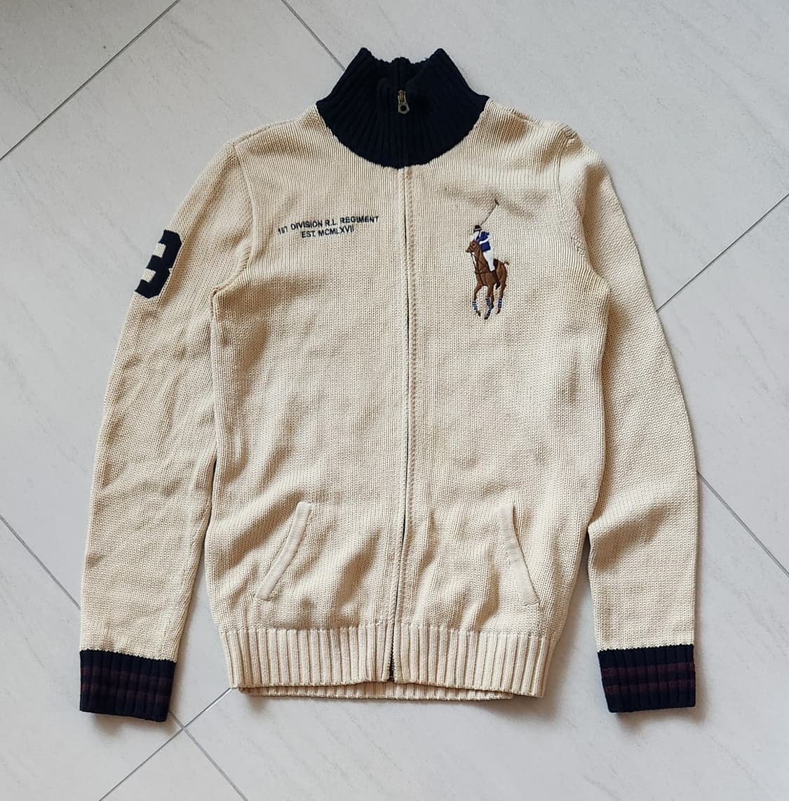 폴로 빅포니 아이보리 니트집업 L 상품이미지1