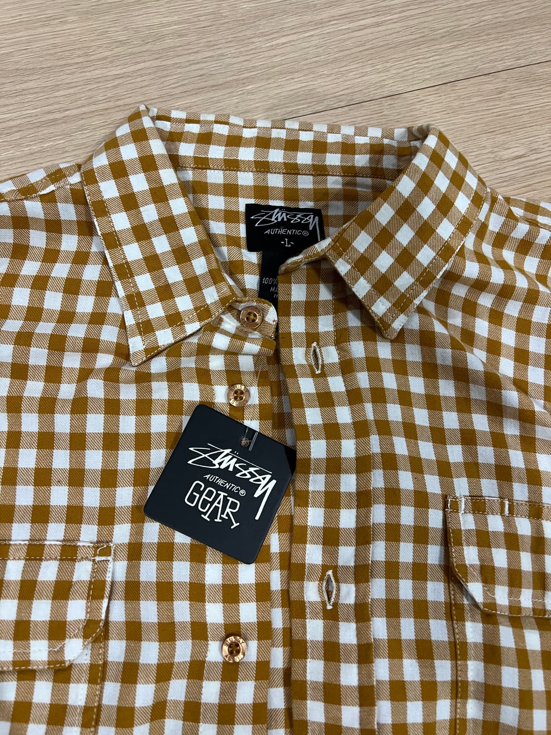 스투시 아카이빙 s로고 깅엄셔츠 새제품 L 상품이미지2