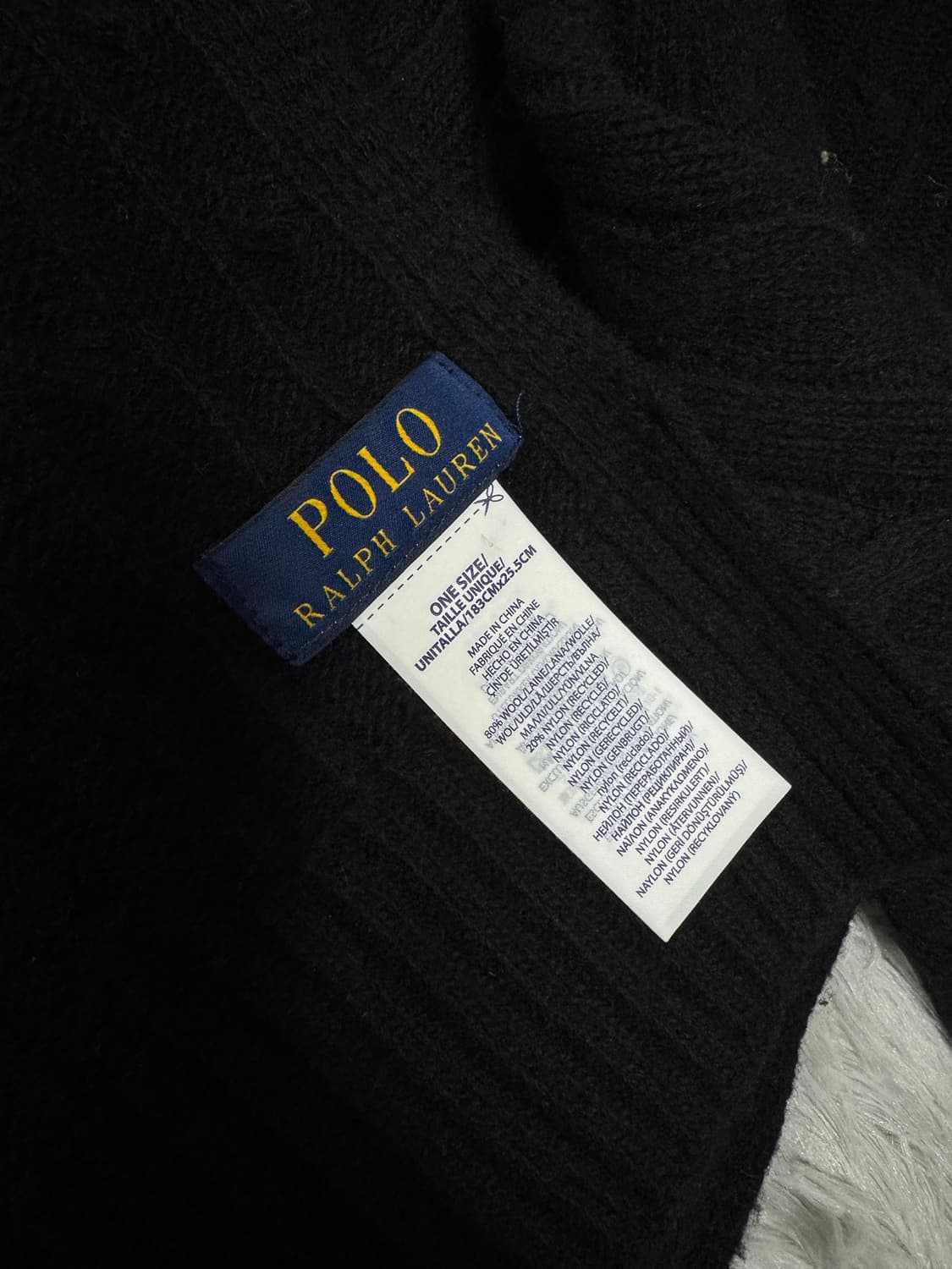 폴로랄프로렌 울  꽈배기 머플러 블랙 상품이미지4