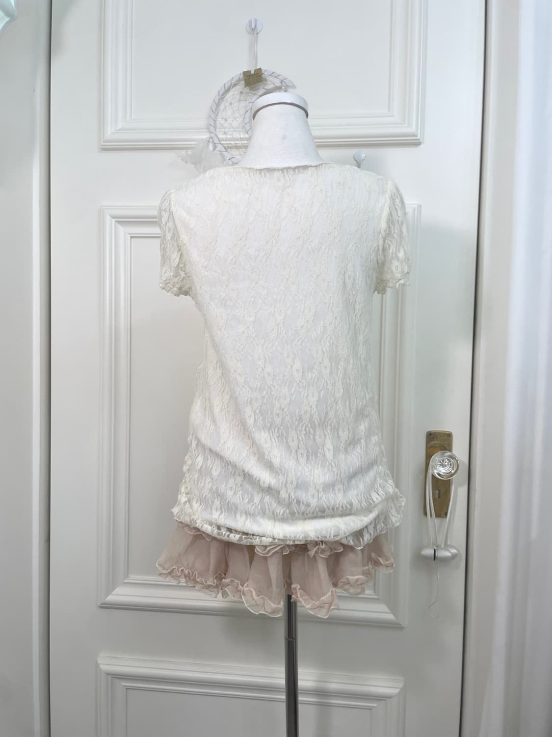 AXES FEMME beige crochet bow point knit 상품이미지9