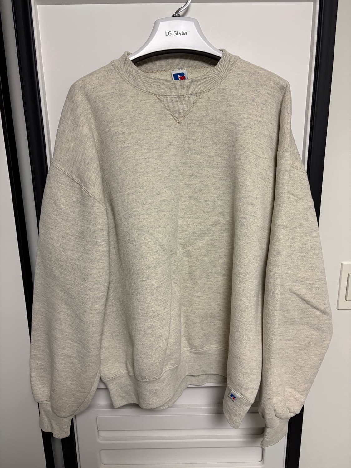 [L] 빈티지 90s 러셀 스웻셔츠 맨투맨 오트밀 그레이 russell 상품이미지1