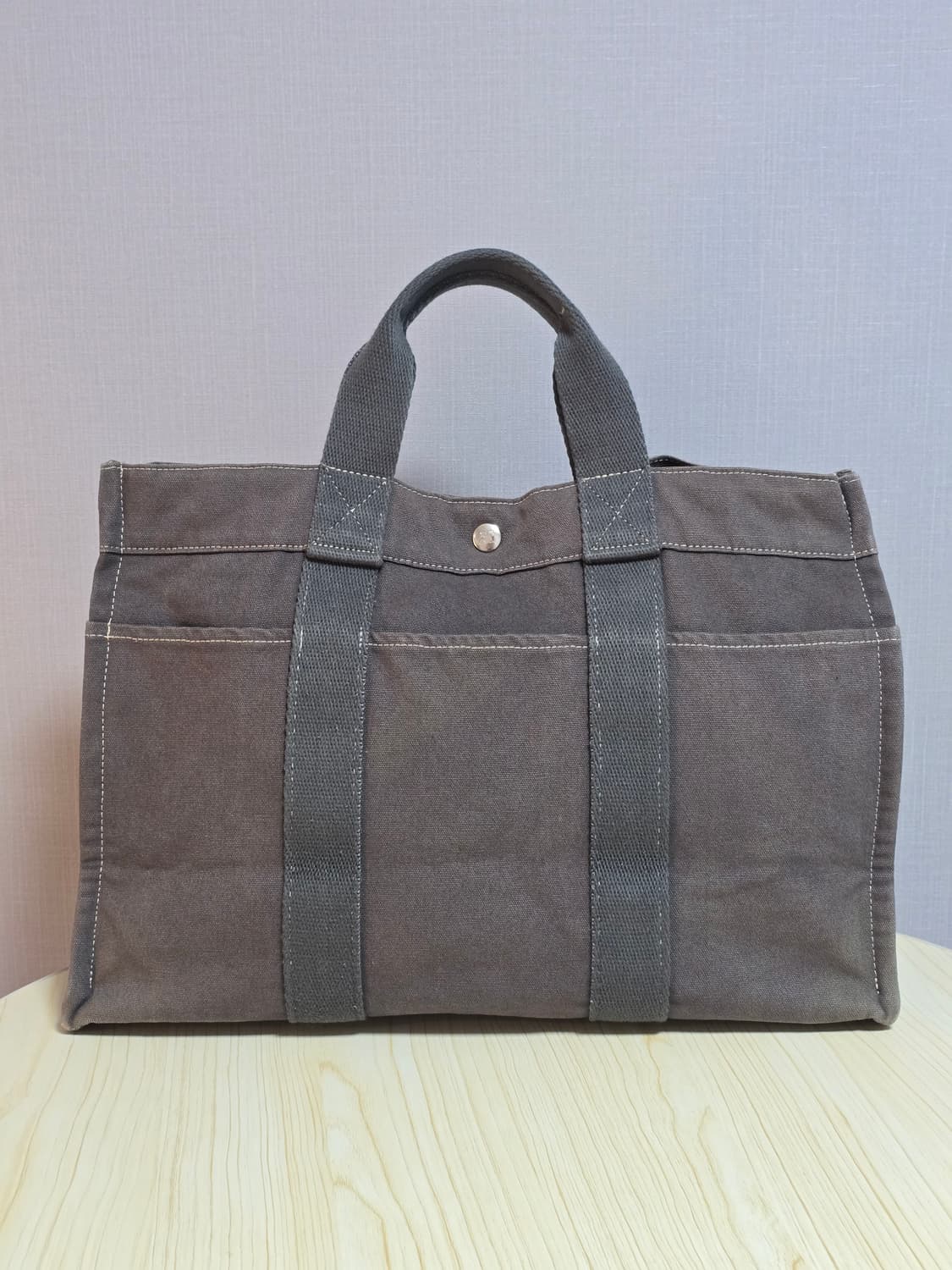 Courreges 꾸레쥬 챠콜 패브릭 캔버스 토트백 상품이미지4