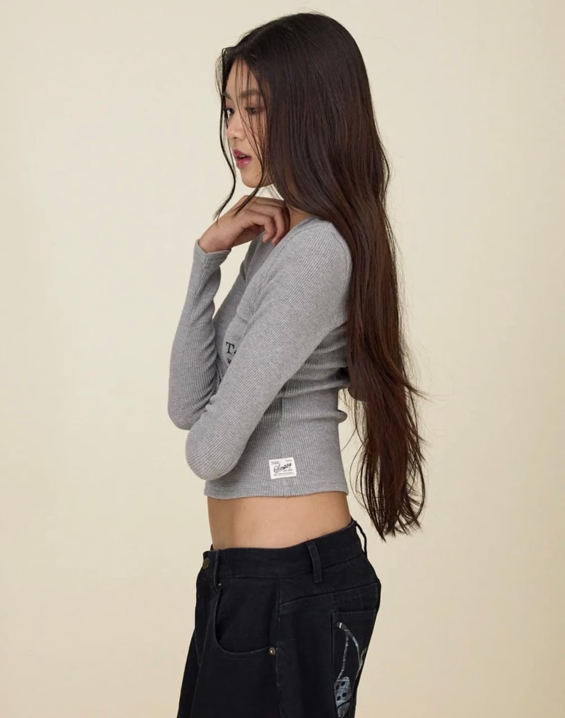 Glowny TEXAS WAFFLE LONG SLEEVE (GRAY) 상품이미지2