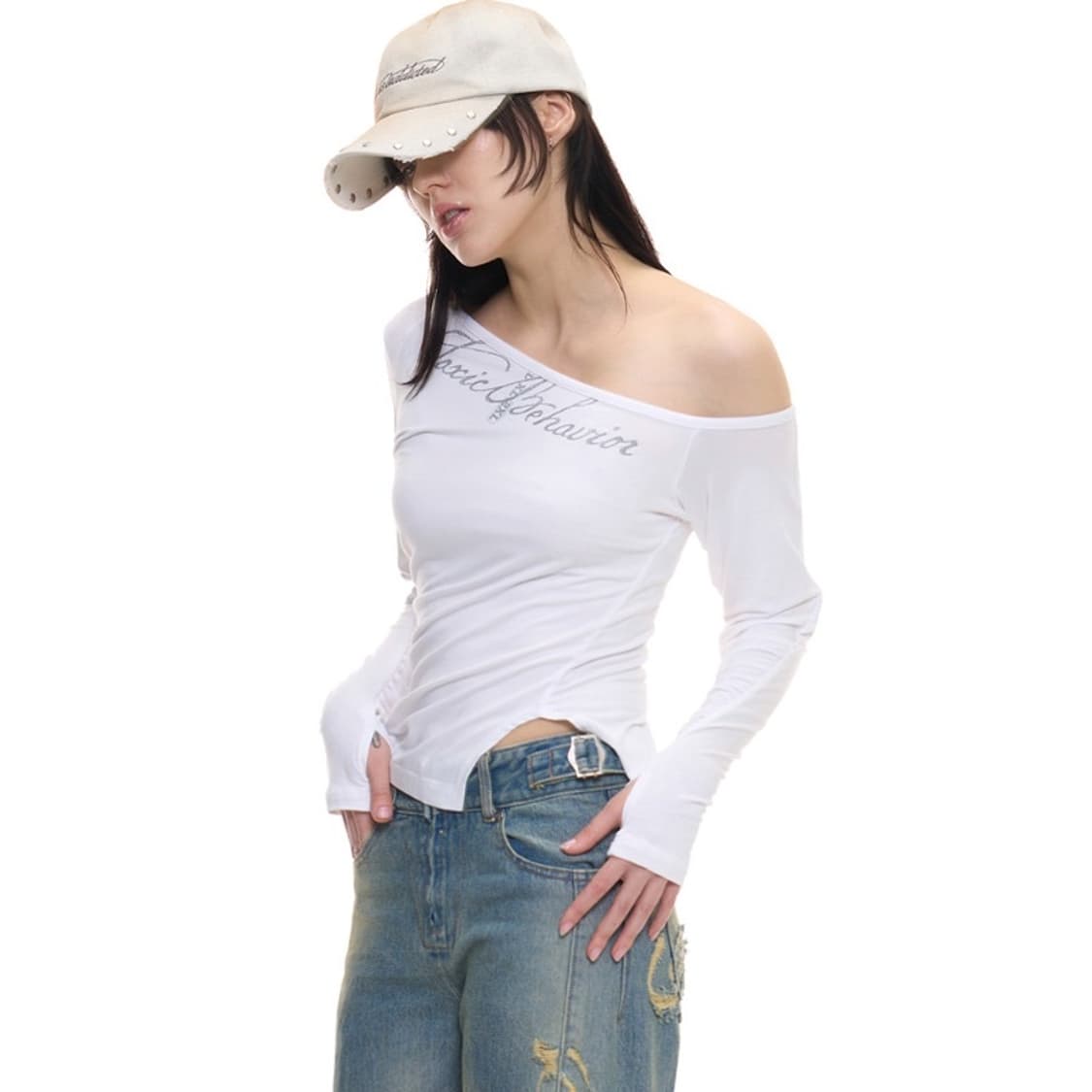 2000 Archives 오프 숄더 탑 (화이트) 상품이미지1