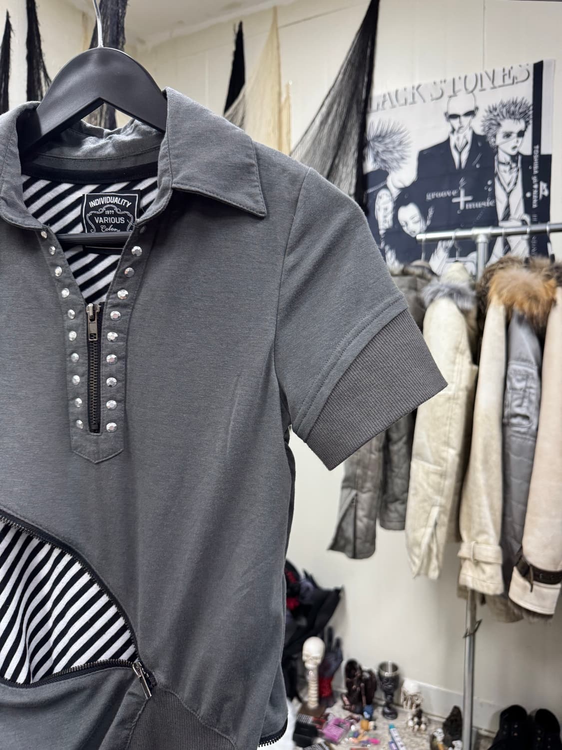 Japanese vintage zipper layered pk top 상품이미지3