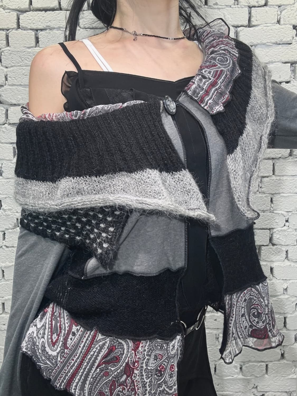 Bohemian Patchwork Knit Cardigan  상품이미지3