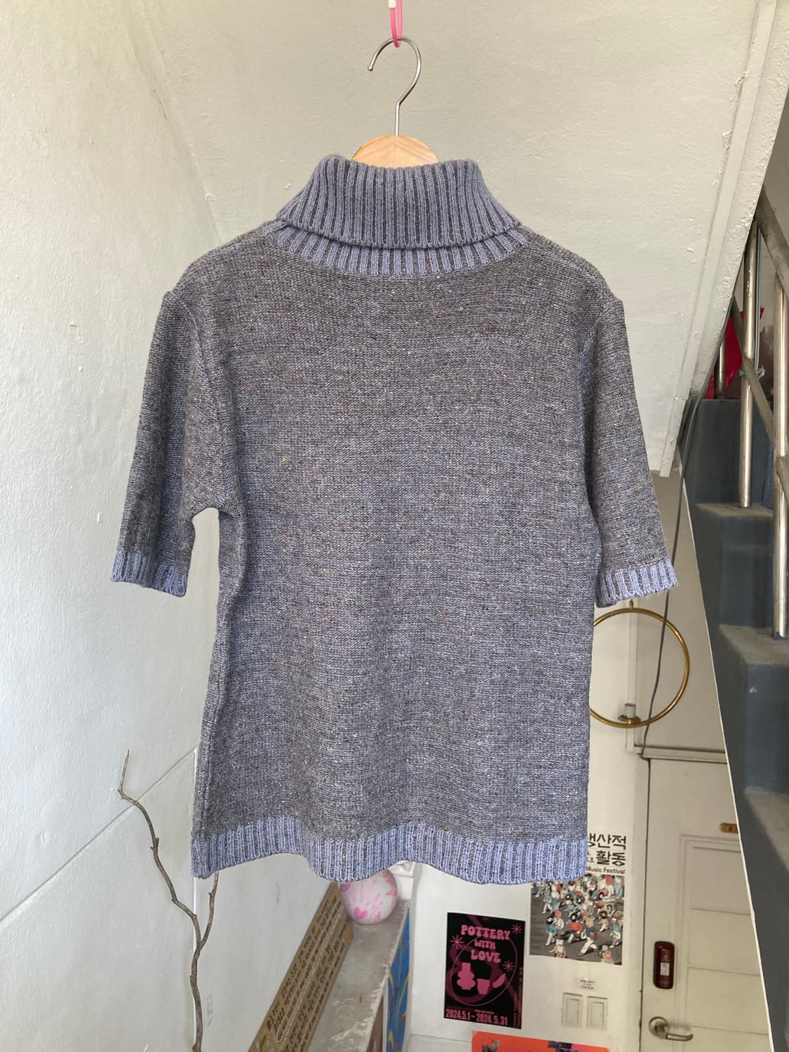 울 그레이•하늘 폴라 니트탑 상품이미지5