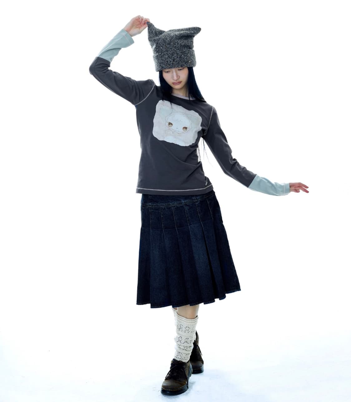 Coyseio-BLUSH LONGSLEEVES CHARCOAL 상품이미지1