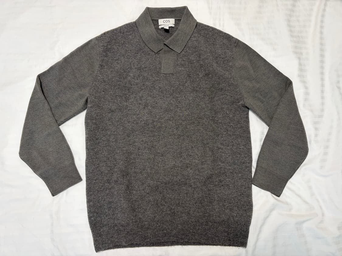 cos 오픈카라 니트 그레이 S 상품이미지1