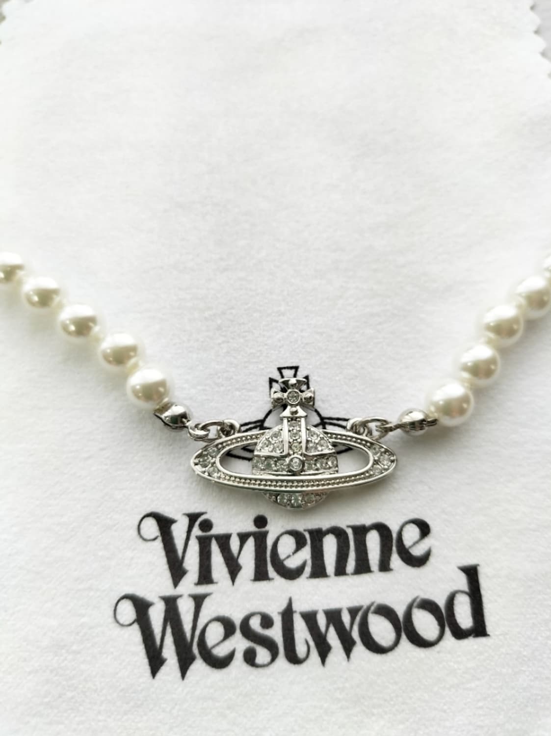 비비안웨스트우드 아카이브 바스릴리프 orb 진주 펄 초커 목걸이 상품이미지5