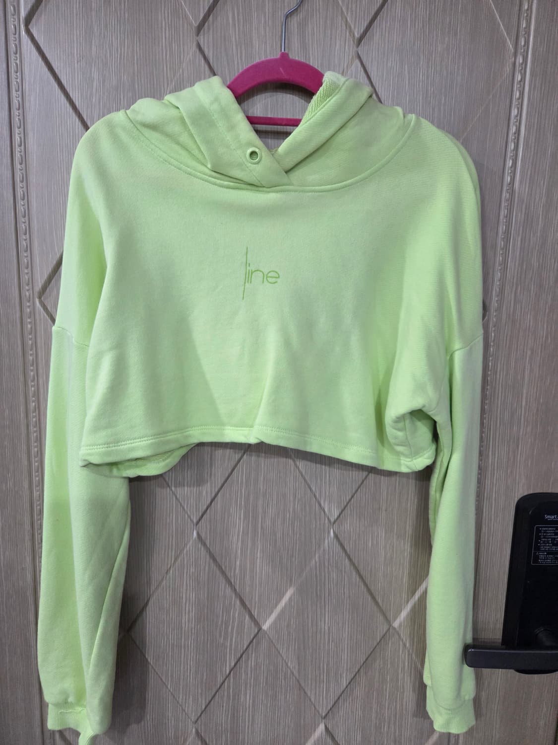 크롭 후드티 연두색 상품이미지1