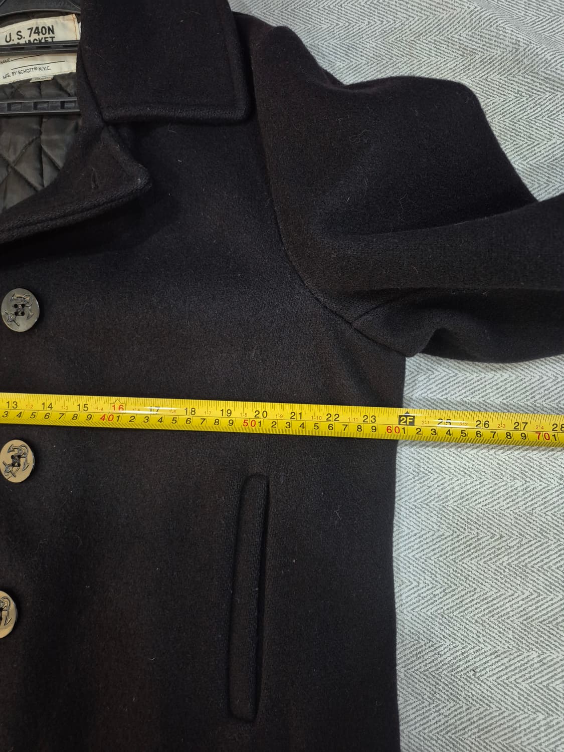 Schott 740N 오리지날 해군 멜톤울 퀄팅 피코트 남성 100105 상품이미지8