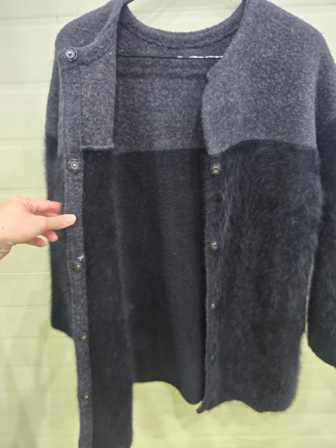 블랙 앙고라 털 레이스 카라 코트 상품이미지8