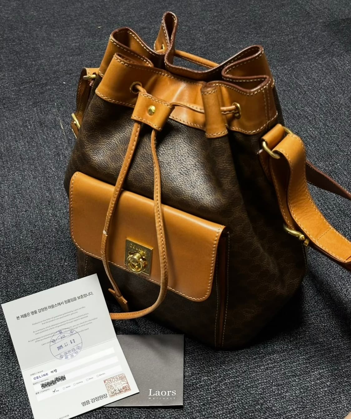 CELINE 빈티지 드로스트링 버킷백 90s Made in Italy 상품이미지3