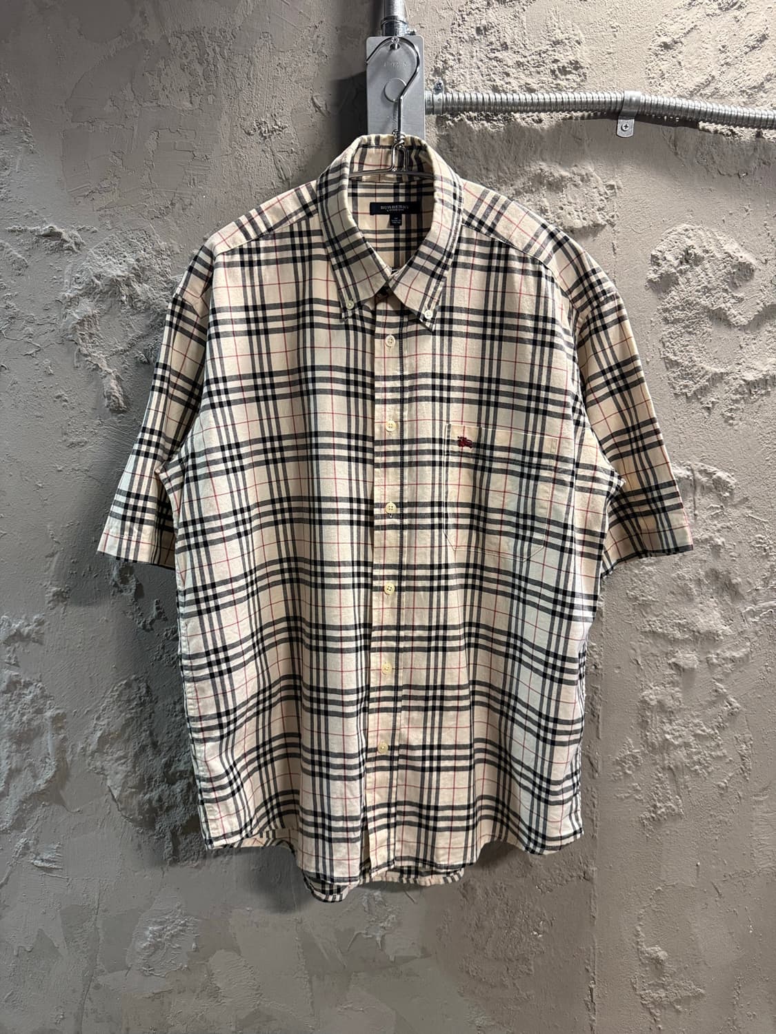 M 버버리 BURBERRY 런던 노바체크 반팔 셔츠 베이지 상품이미지1