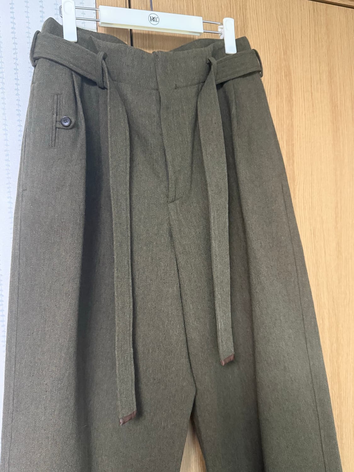 렉토 벨트 디테일 하이웨이스트 팬츠 카키 L 상품이미지2