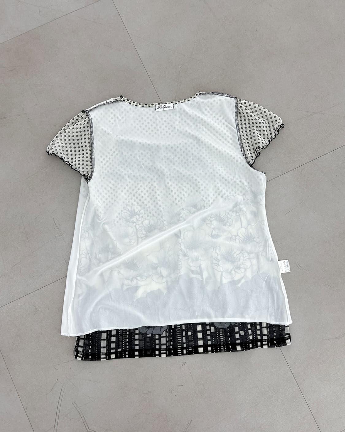 moha monotone flower dot mesh blouse 상품이미지7
