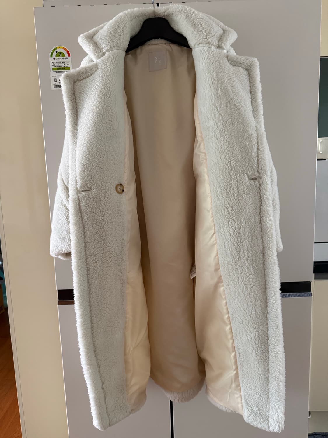 셀렉티즘 테디베어 롱코트 아이보리 66~77 상품이미지4