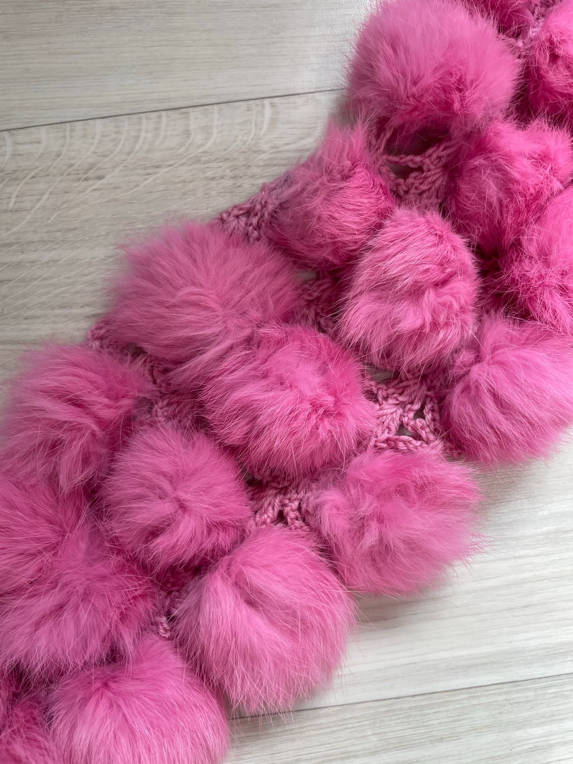 토끼털 래빗 핑크 방울 목도리 상품이미지5