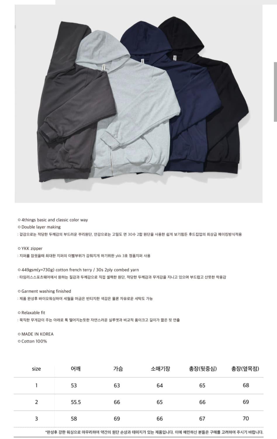 타임리스 스포츠웨어 더블 레이어 집업 후디 네이비 2사이즈 상품이미지2