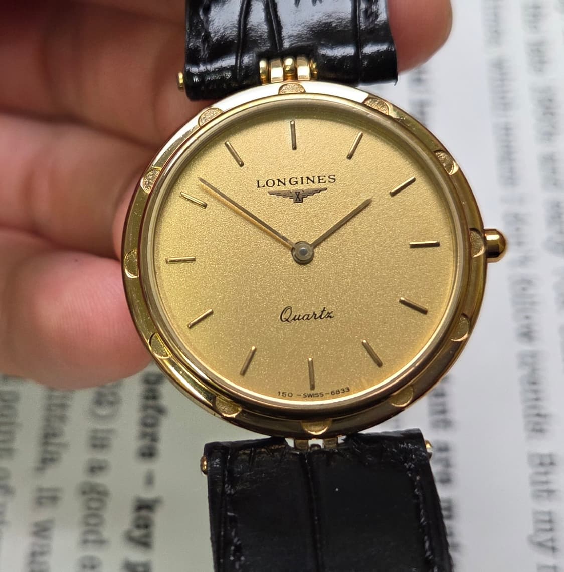 레어] 빈티지 론진 방돔형 금바리판 플라워베젤 올금장 슬림쿼츠 상품이미지1