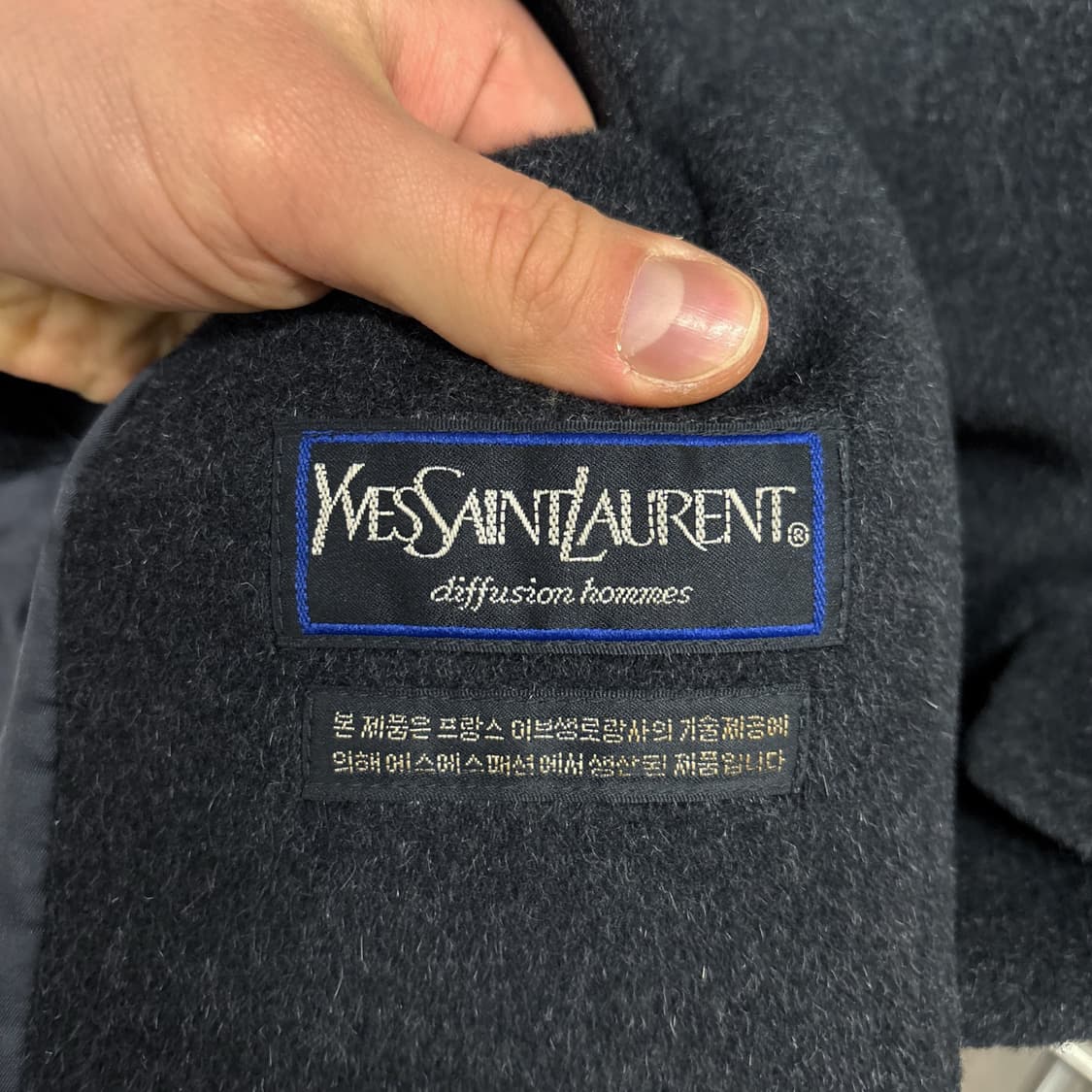 90s 입생로랑 앙고라 울 테일러드 칼라 3버튼 싱글코트 N370 상품이미지7